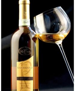 Vino Ramandolo su calice inclinato